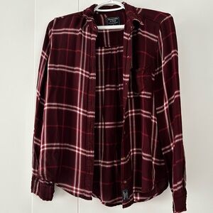 Abercrombie & Fitch Maroon Plaid Flannel Shirt